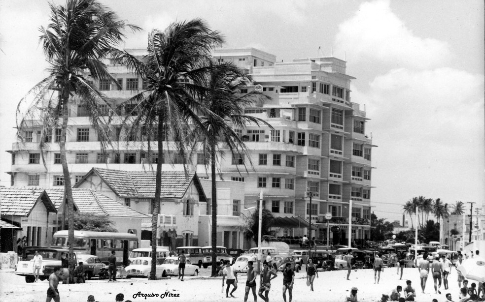 A antiga Beira Mar de Fortaleza era concentrada na região onde o Iracema Plaza foi construído. — Foto: Arquivo Nirez