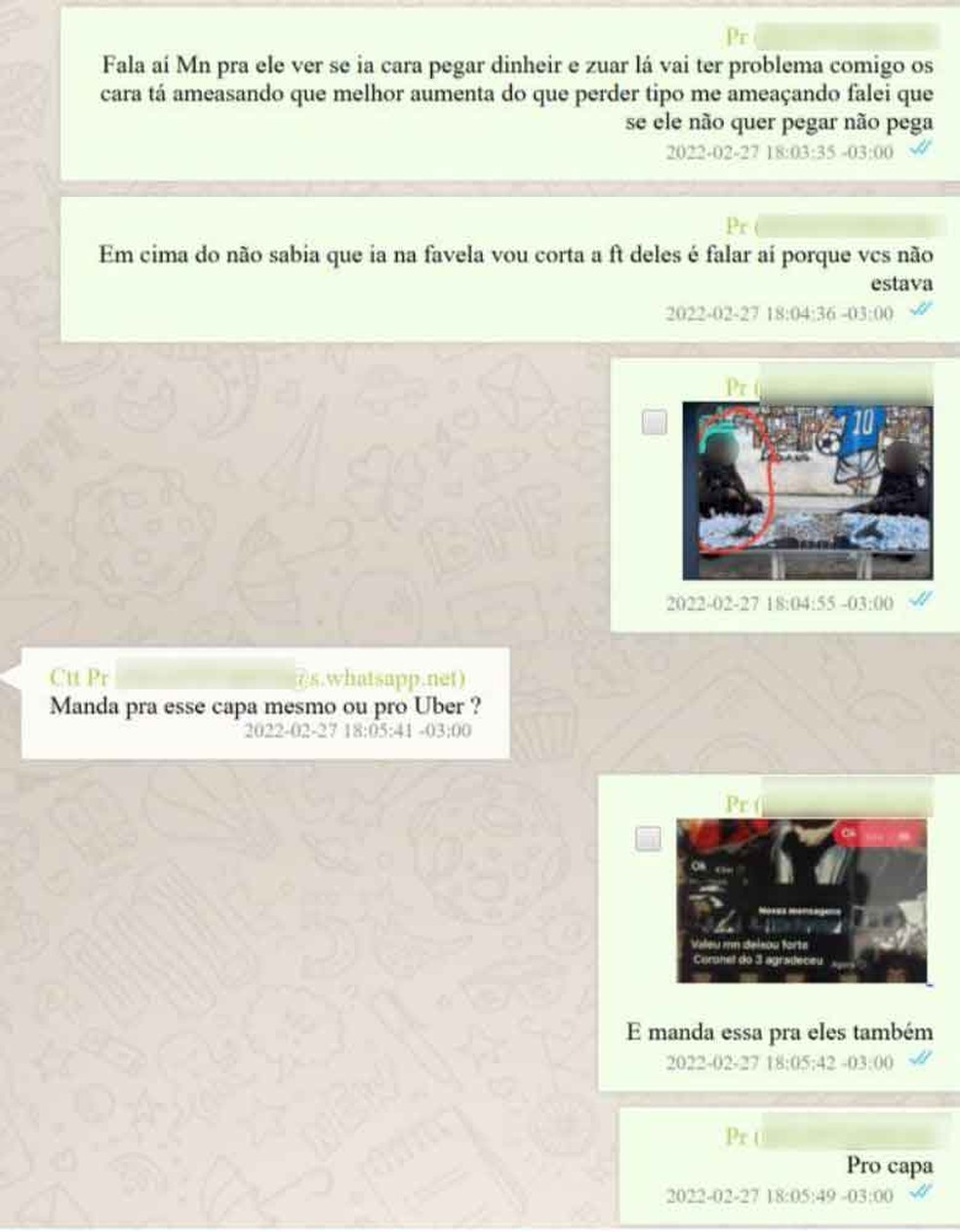 Professor reclama com PM, a quem paga propina, após droga ser apreendida, e chega a mandar foto dos policiais — Foto: Reprodução