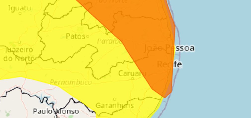 Inmet emite alertas de chuvas intensas para todos municípios paraibanos