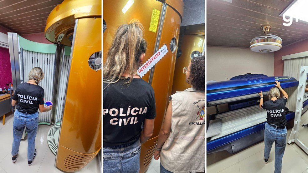 Proprietária de clínica de bronzeamento artificial foi presa no RS — Foto: Polícia Civil/Divulgação