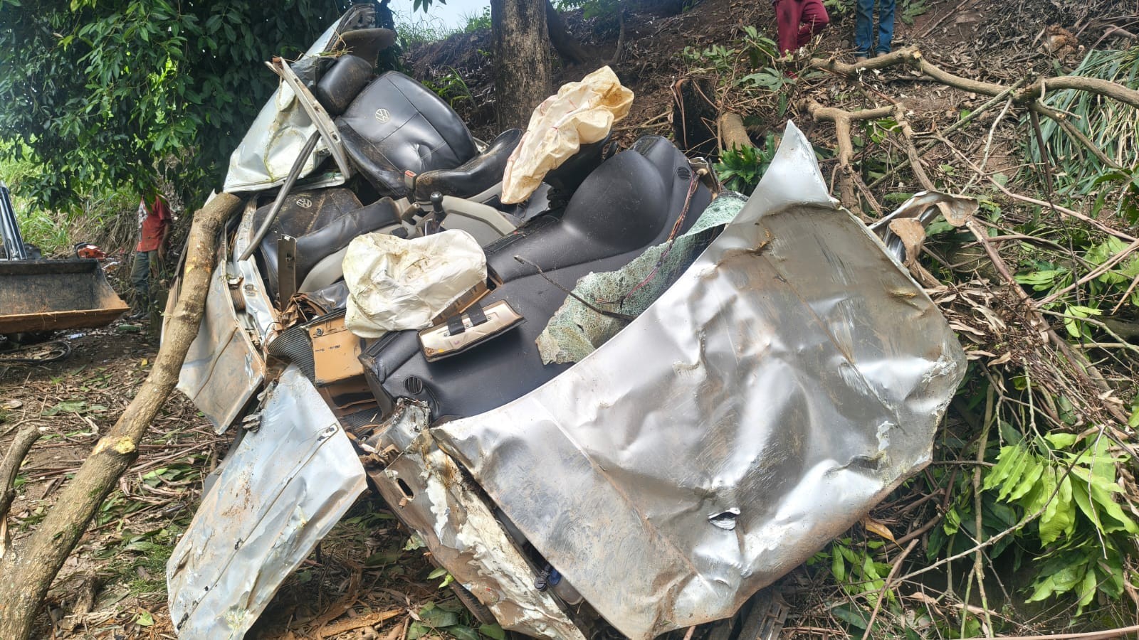 Motorista morre após carro sair da pista e bater em árvores na MG-441, em Lajinha