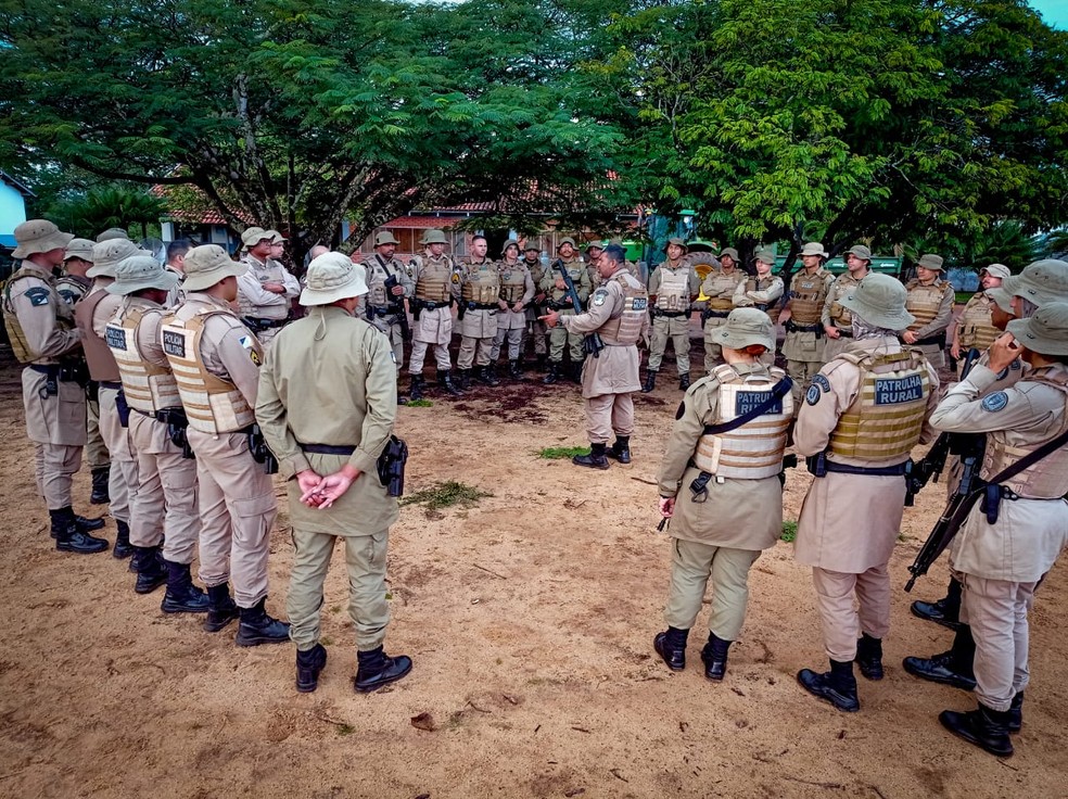 Policiais Militares do Tocantins recebem instruções durante a Operação Canguçu — Foto: Divulgação/PM