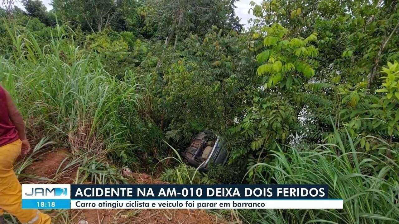 Ciclista e motorista ficam feridos após acidente na AM-010, em Itacoatiara