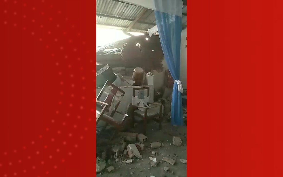 Teto de terreiro de Candomblé desabou em Cajazeiras 7 — Foto: Redes sociais