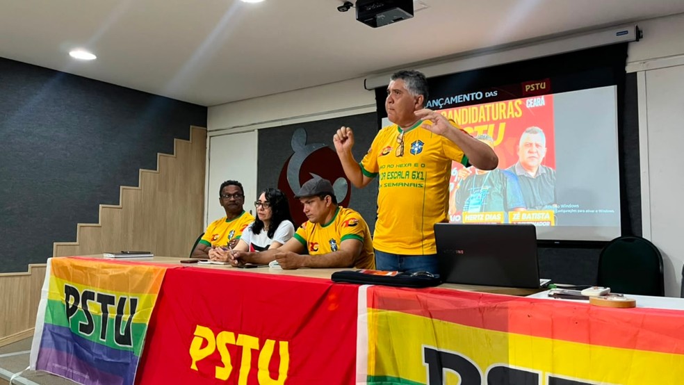 Zé Bastista durante lançamento de candidatura neste sábado — Foto: TVM