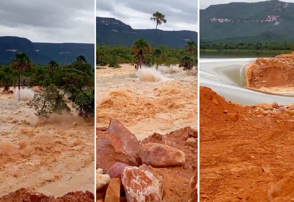 Situação de ribeirão após rompimento de barragem — Foto: Divulgação/Bombeiros