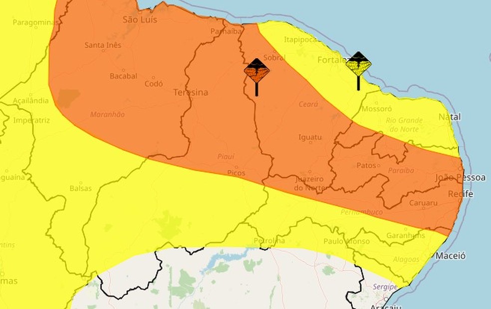 Alertas para chuvas intensas no Piauí — Foto: Inmet