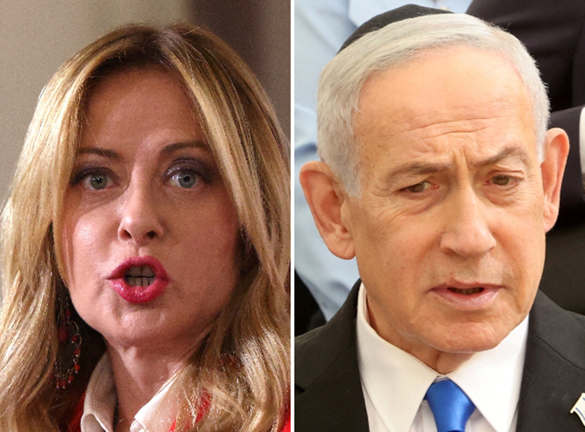 É #FAKE vídeo Giorgia Meloni se recusando a apertar a mão de BenjaminNetanyahu; cena foi criada com inteligência artificial