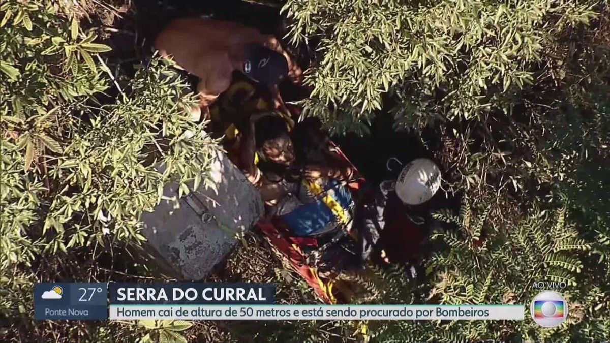 Bombeiros conseguem chegar até homem que caiu na Serra do Curral enquanto  fazia slackline