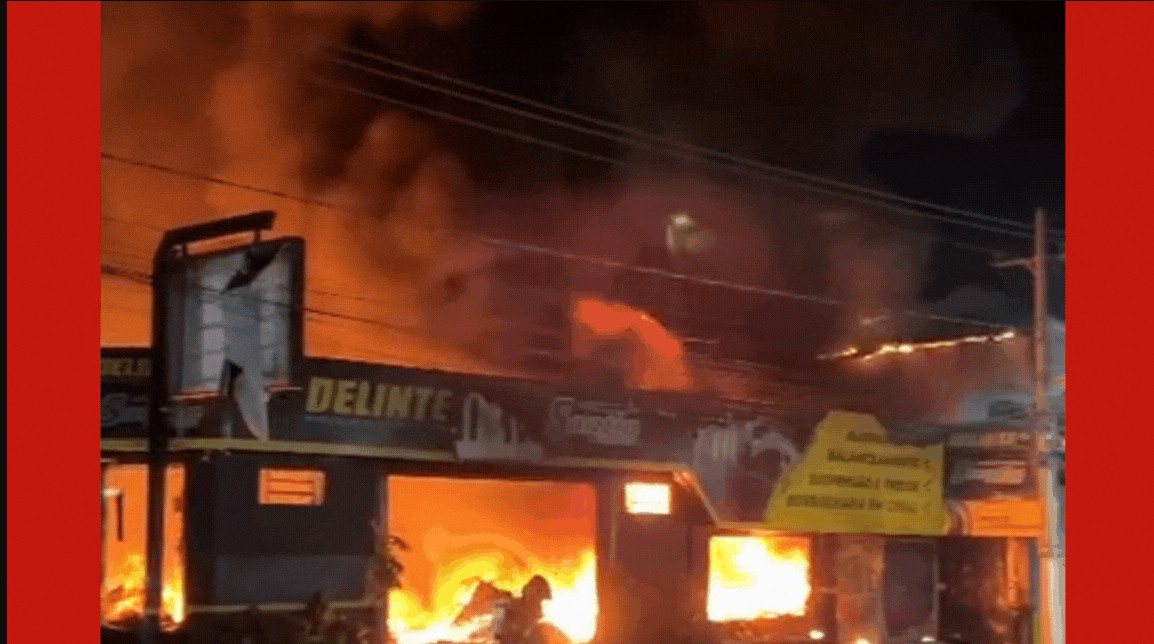 VÍDEO: incêndio destrói loja de pneus em Rondonópolis (MT)  