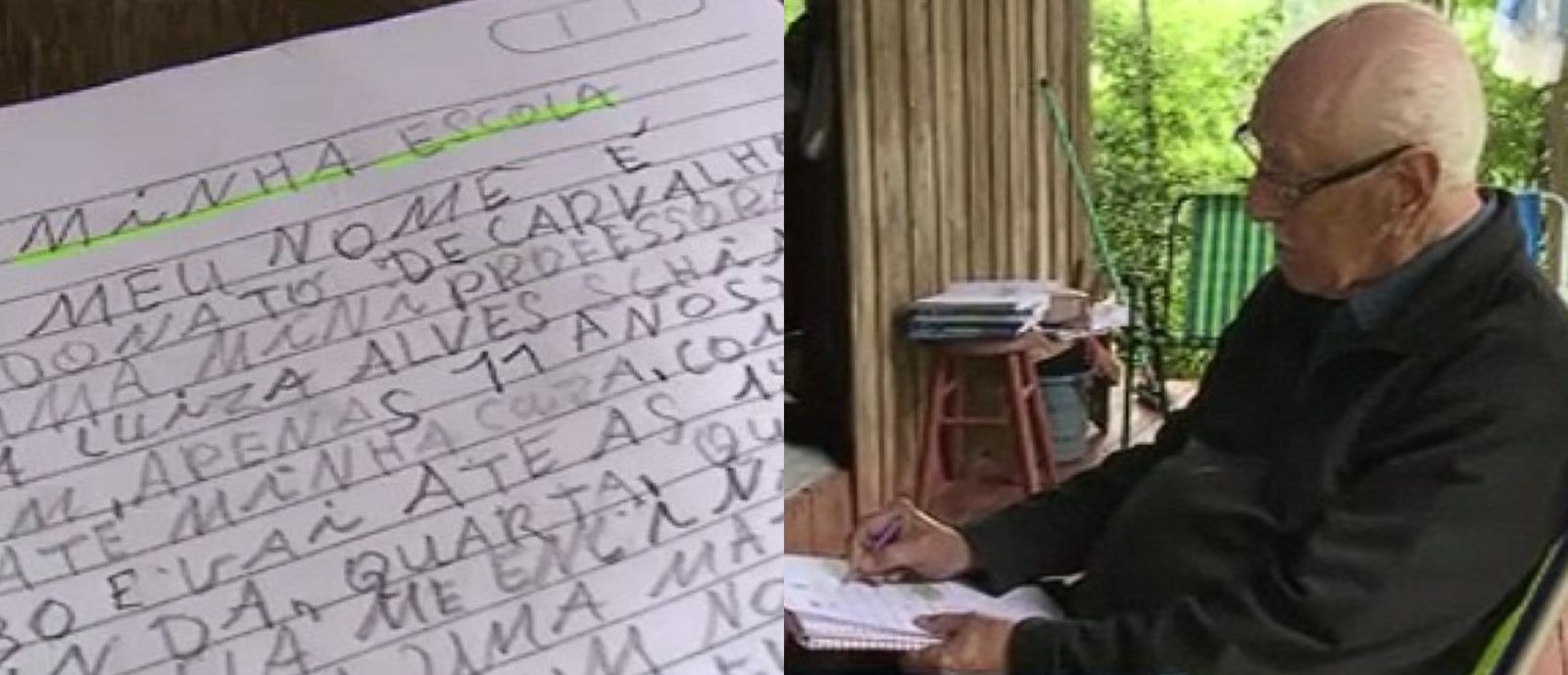Idoso de 91 anos aprende a ler e escrever com aulas da bisneta de 11 anos em SC: 'Todo dia é uma matéria diferente'