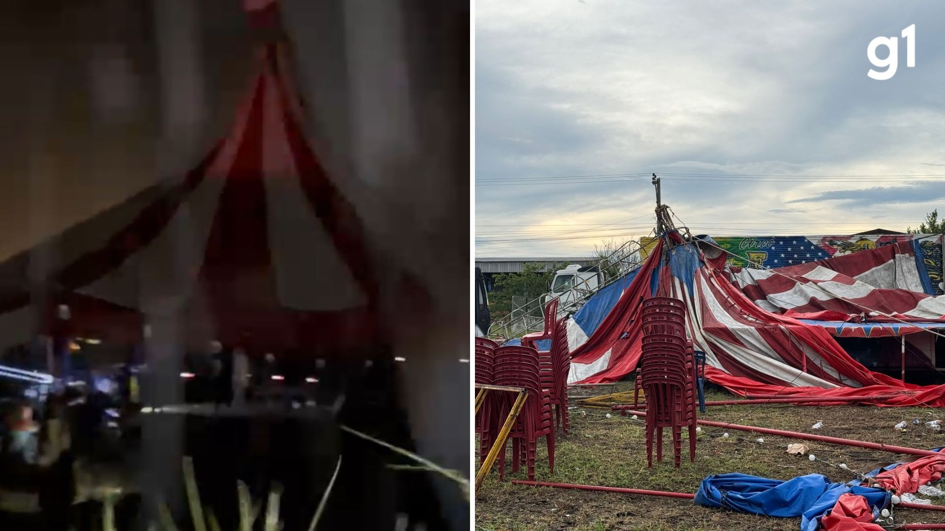 Circo desaba durante temporal e deixa 20 feridos em Osório