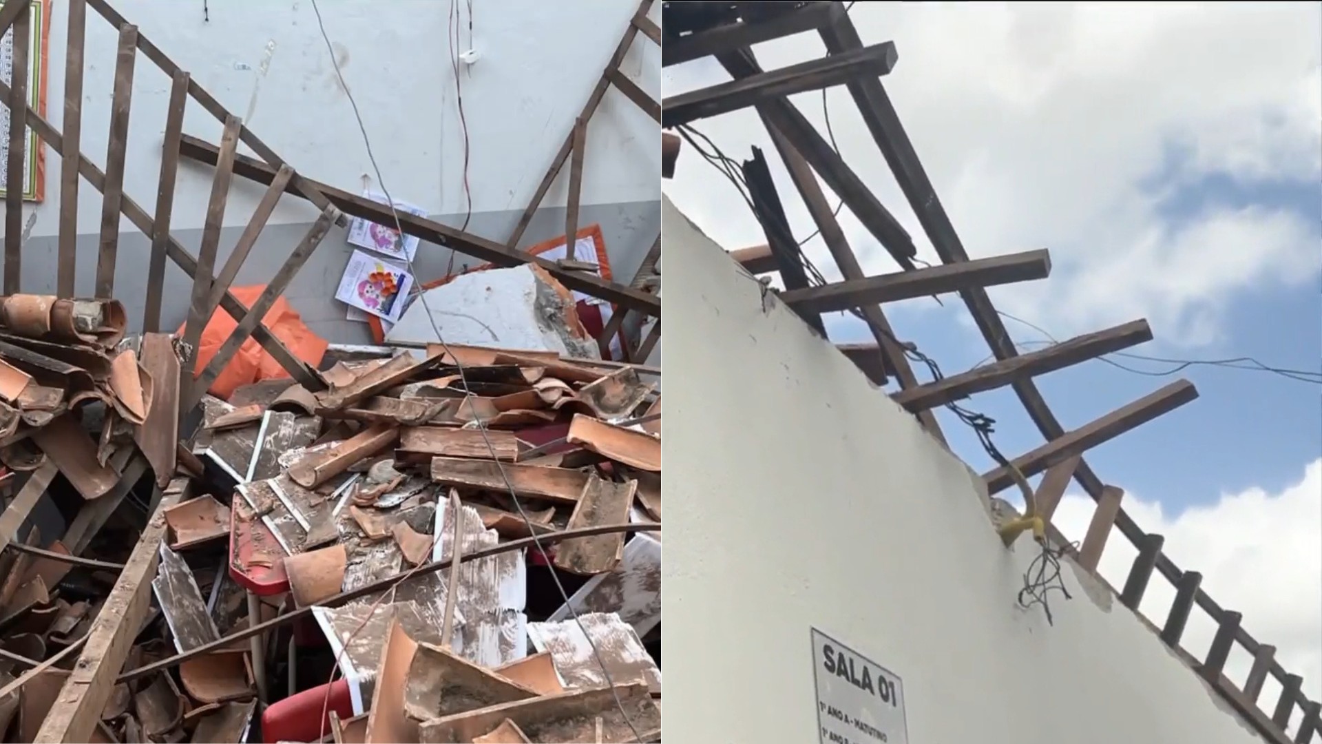 Parte do telhado de escola desaba e deixa seis crianças feridas em Açailândia
