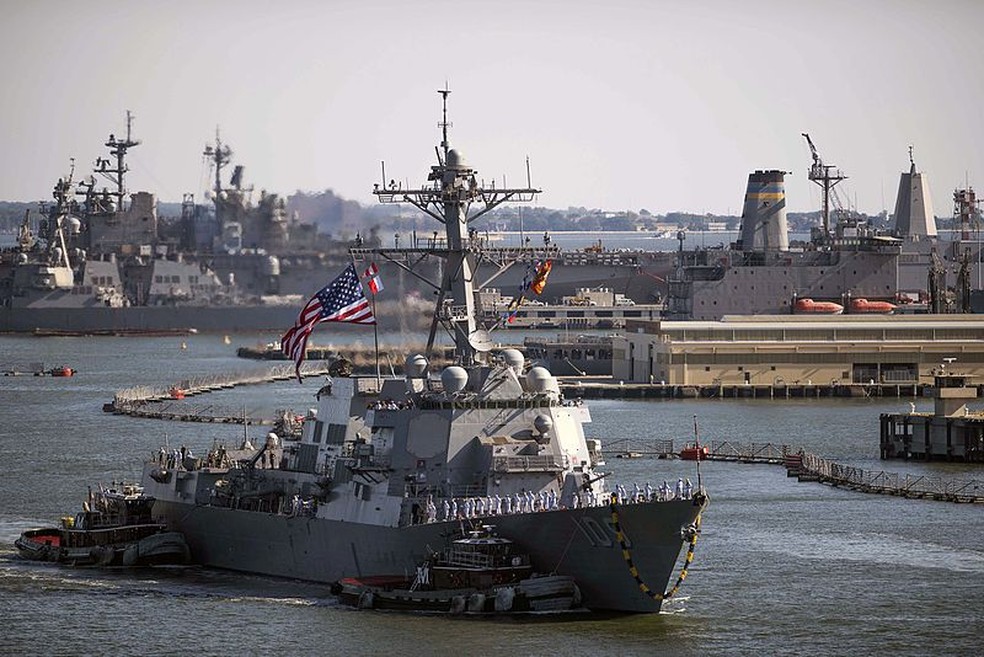 USS Jason Dunham em imagem de arquivo — Foto: Marinha dos EUA