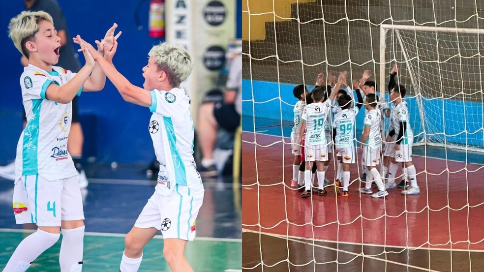Meninos jogam futsal juntos em Foz do Iguaçu — Foto: Arquivo pessoal