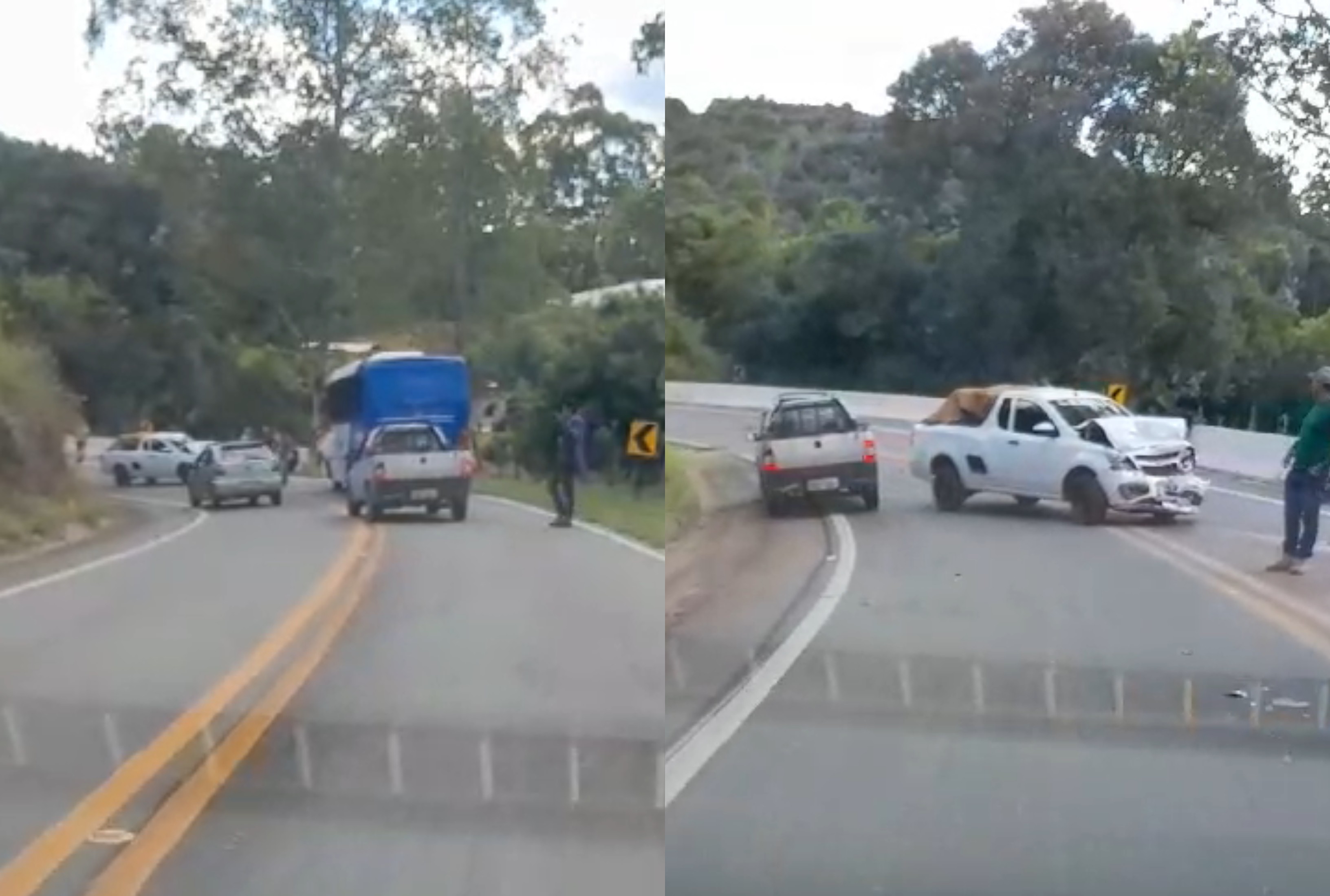 Caminhonete bate de frente com ônibus da Secretaria de Saúde de Ribeirão Branco na SP-252