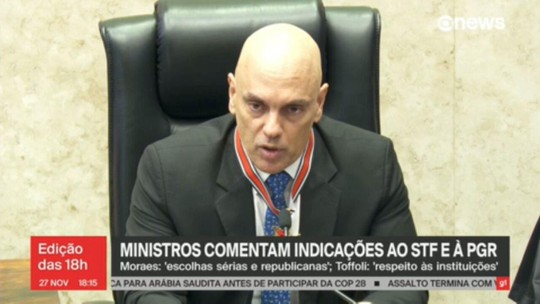Alexandre de Moraes comenta indicações ao STF e à PGR - Programa: Jornal GloboNews edição das 18h 