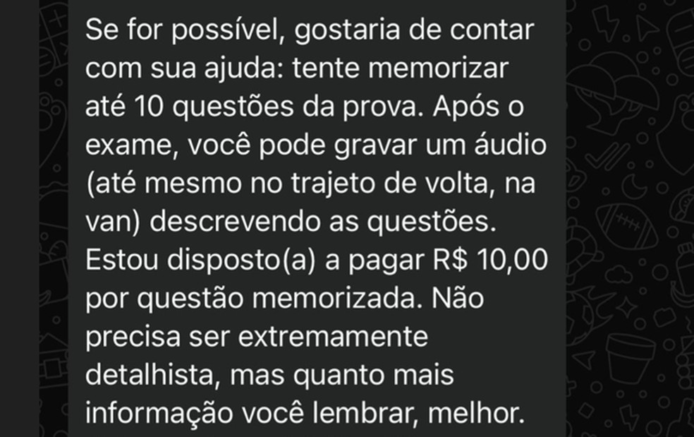 Edcley pagava R$ 10 por questão memorizada — Foto: Arquivo pessoal