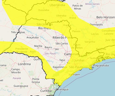 Defesa Civil emite alerta para tempestades no interior de SP