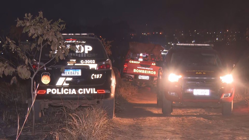 Dois servidores do IBGE morrem carbonizados em incêndio florestal no DF. — Foto: TV Globo/Reprodução