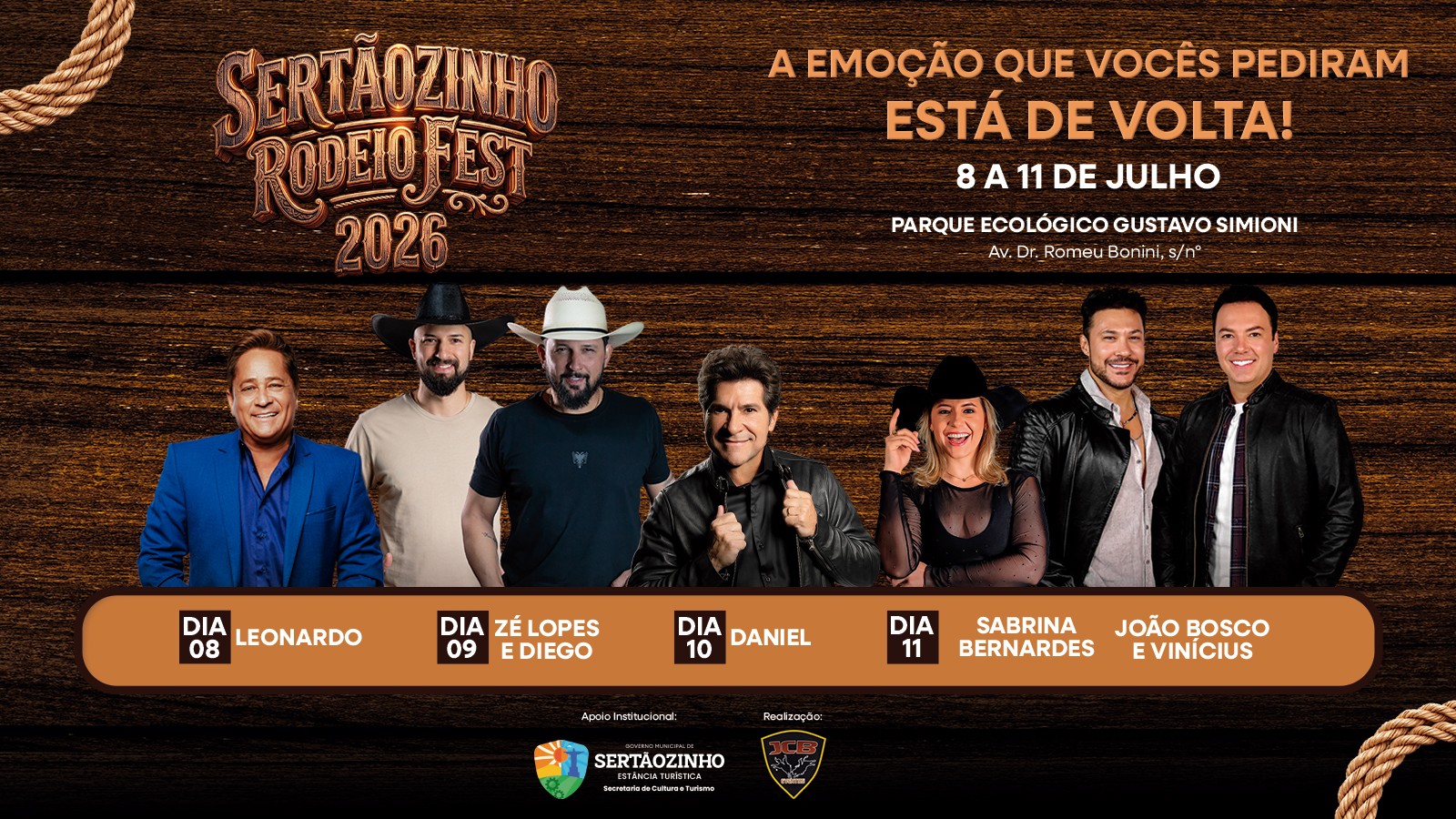 Sertãozinho Rodeio Fest acontece de 8 a 11 de julho 