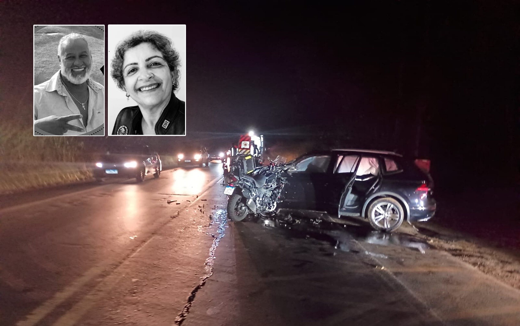 Casal morre em batida entre moto e carro na BR-354, em Campo Belo 