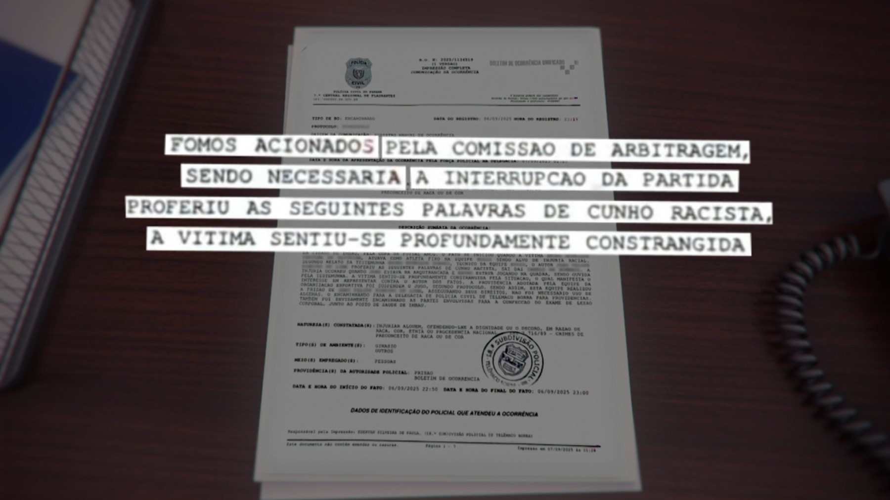 Torcedor é preso por injúria racial contra jogador adolescente em campeonato de futsal, no Paraná