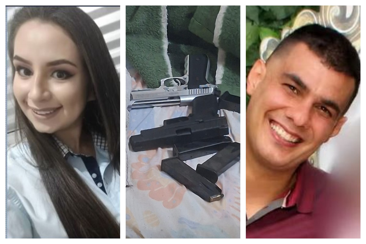 Fotos mostram 2 armas de policial penal apreendidas após morte de professora; marido é investigado por suspeita de feminicídio