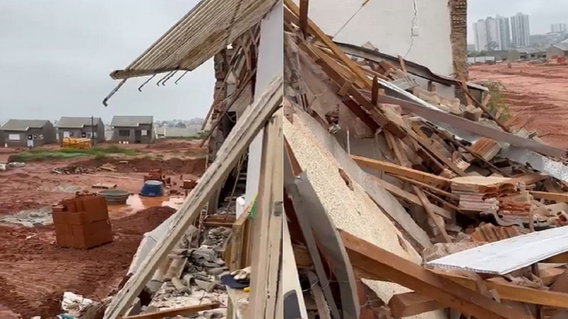 Casa desaba ao lado de obra em Bauru, e Defesa Civil avalia imóveis vizinhos