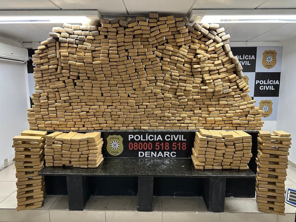 Quase 600 kg de drogas foram encontrados escondidos em propriedade rural de Alvorada — Foto: Polícia Civil/Divulgação