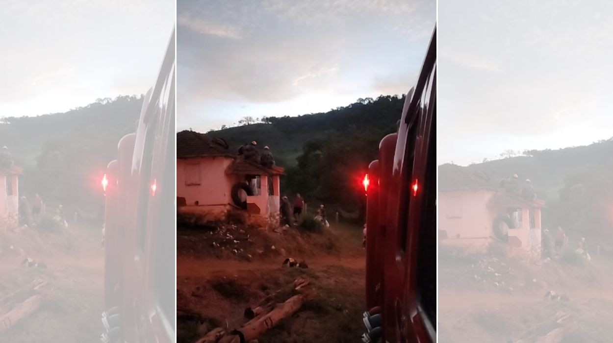 Paraquedista perde o controle e cai sobre telhado de casa em Divinolândia