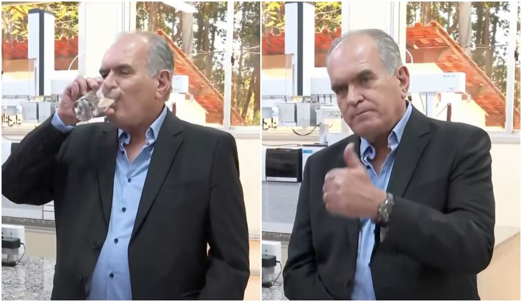 Diretor da Copasa bebe água ao vivo após queixas de gosto de mofo, mas fala em 'intensificar análises'