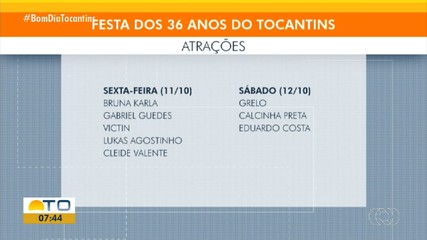 Celebração do aniversário do Tocantins recebe artistas nacionais; confira a programação