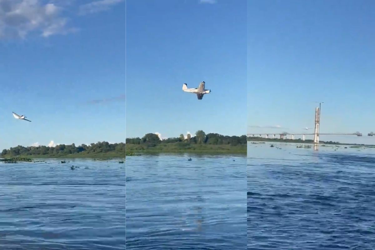 VÍDEO: avião é flagrado em manobra perigosa próximo de ponte da Rota Bioceânica; polícia investiga