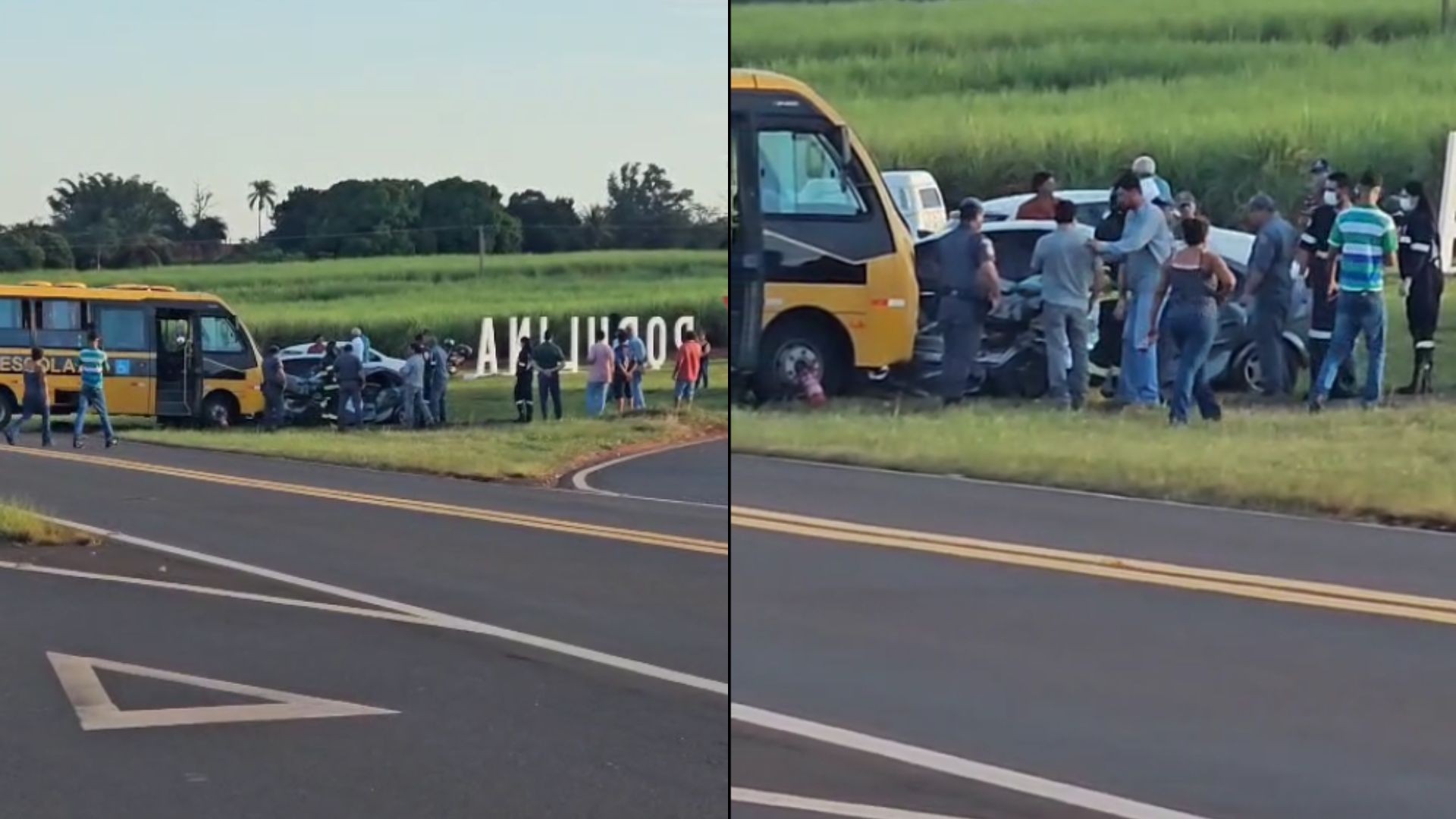 
Homem morre em acidente entre carro e ônibus escolar no interior de SP 