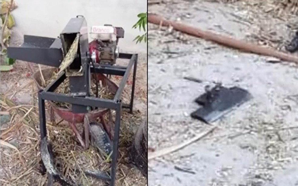 Máquina usada pelo adolescente no momento do acidente — Foto: Reprodução TV Bahia