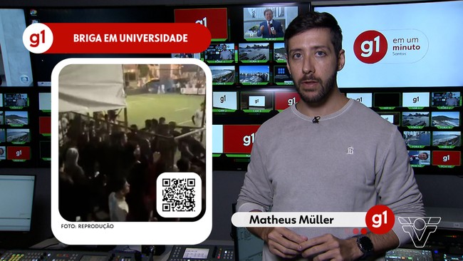 G1 em 1 minuto - Santos: Briga em jogos universitários deixa jovem hospitalizado