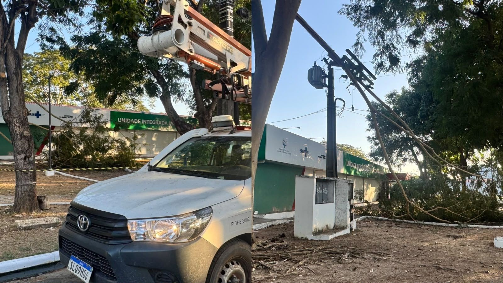 Hospital fica sem energia após árvore derrubar poste em Teresina