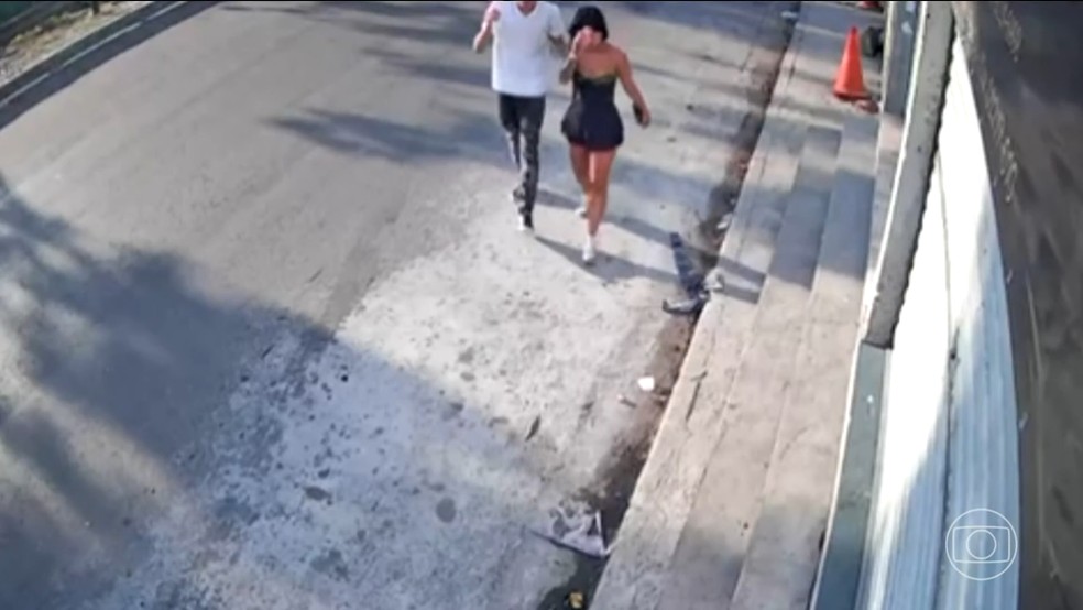 Mulher teve pernas amputadas após ser arrastada por homem por mais de 1 km em SP — Foto: Jornal Nacional/ Reprodução