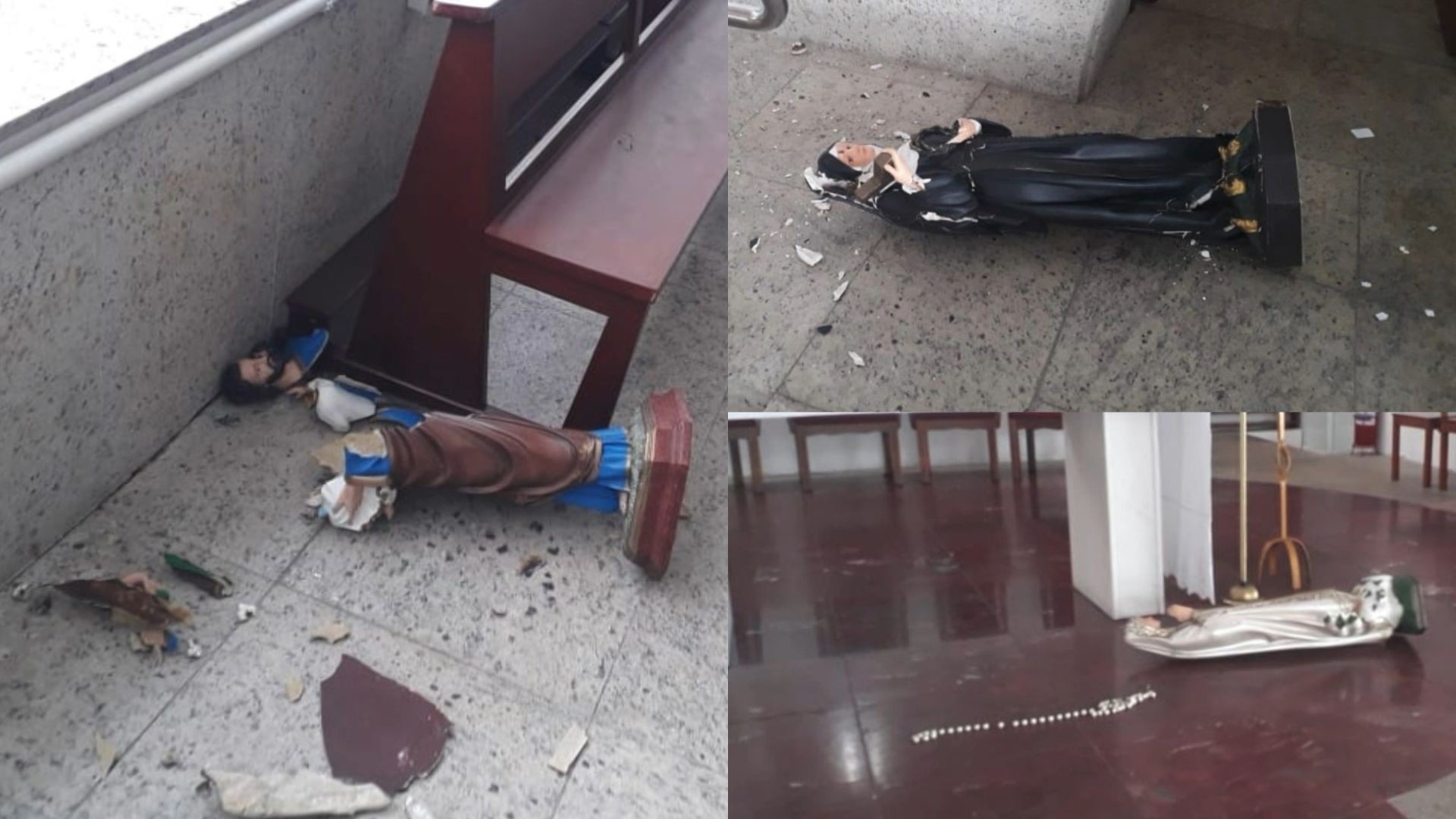 Mulher invade igreja e destrói imagens religiosas na Praia do Canto, em Vitória