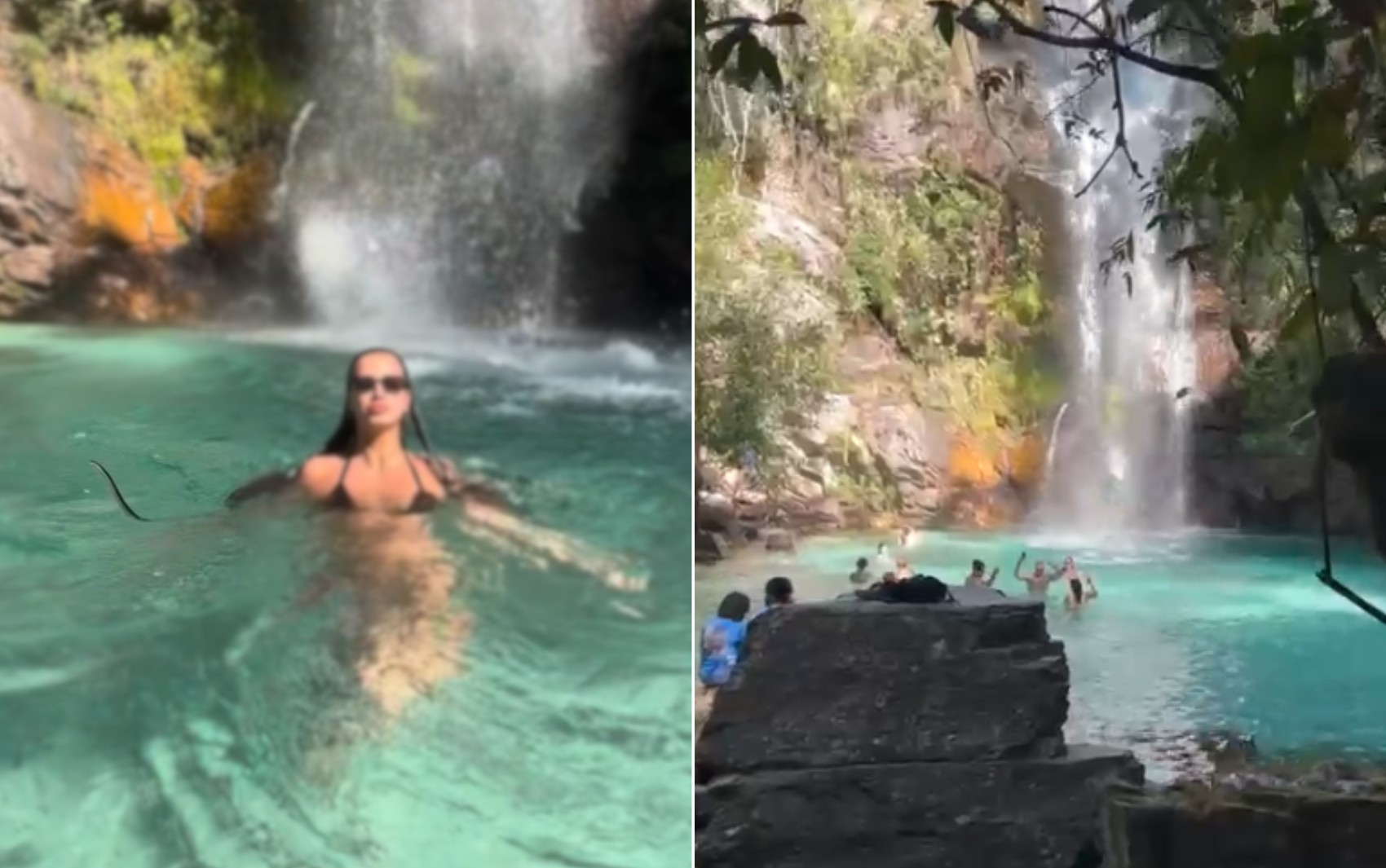 Cobra passa ao lado de turista em cachoeira da Chapada dos Veadeiros, e internauta brinca: 'Deixa a diva passar’