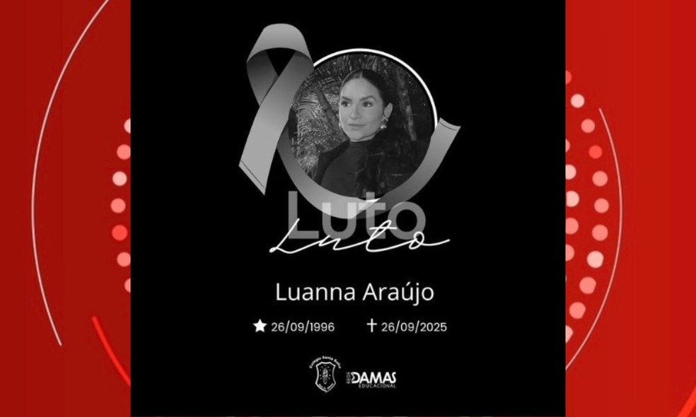 Colégio Santa Sofia, onde Luana estudou, divulgou uma nota de pesar — Foto: Redes Sociais