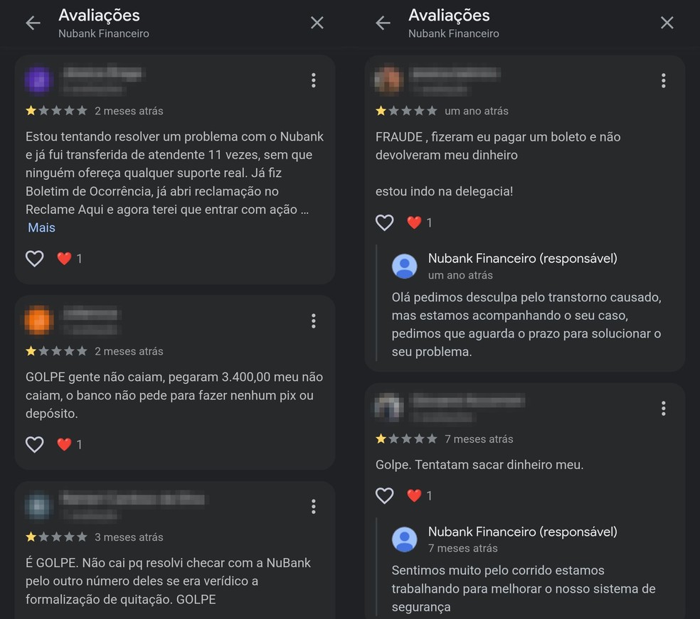 Usuários alertaram sobre fraude que usou nome do Nubank para aparecer na busca do Google — Foto: Reprodução