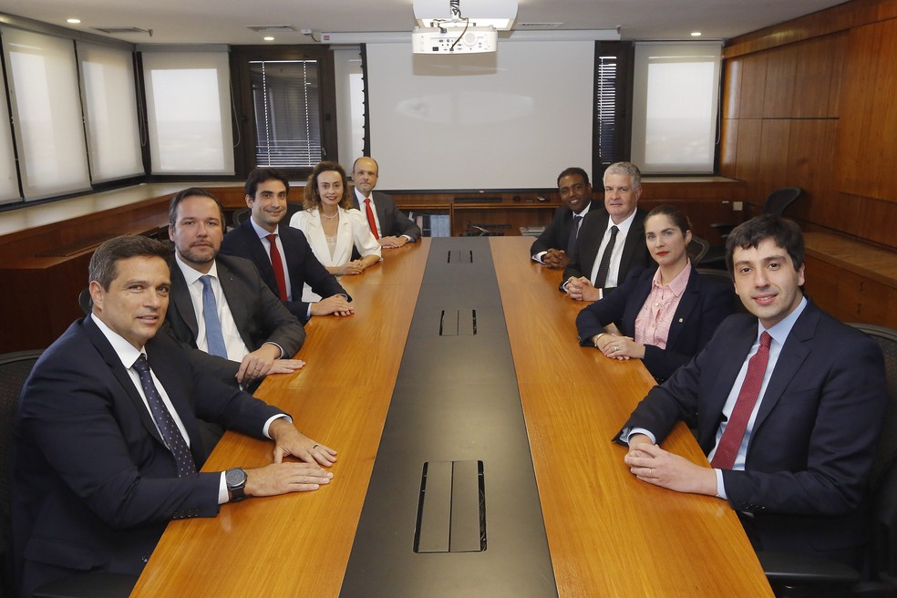 Membros do Comitê de Política Monetária do Banco Central em reunião nesta quarta-feira (2). — Foto: Raphael Ribeiro/Banco Central