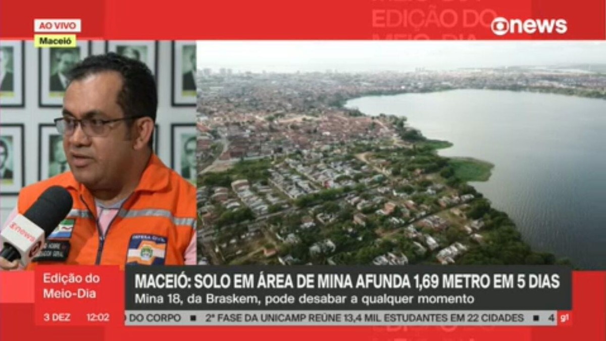 Ministério diz que área de mina em Maceió está estabilizada no momento e afundamento pode ser 'localizado'