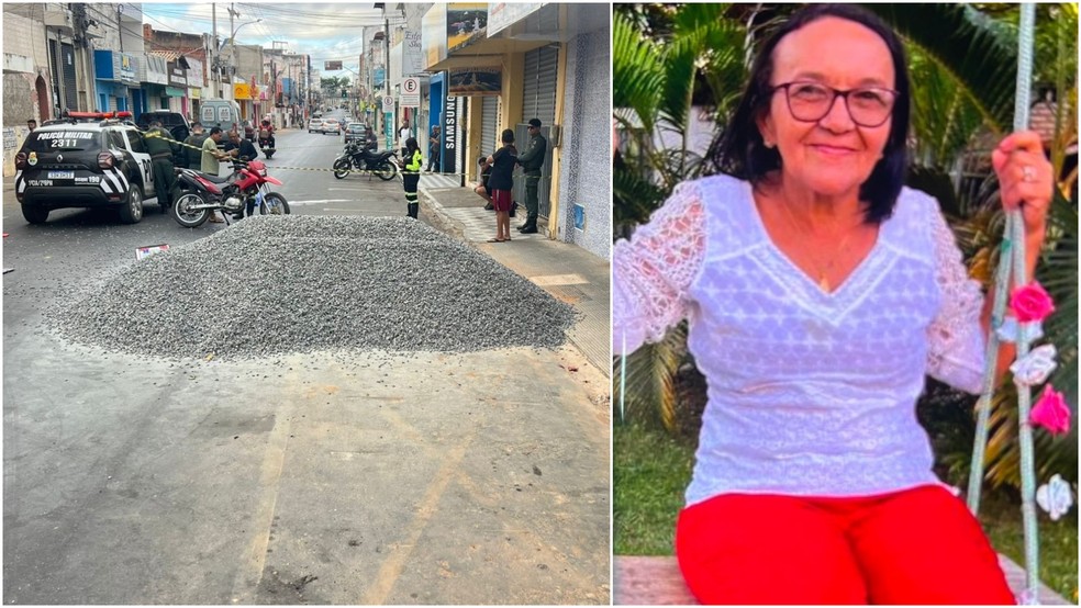 Maria Neusa da Silva Faustino, de 69 anos, morreu após a moto conduzida pelo marido bater em um monte formado do por brita espalhado na Rua São Paulo, em Juazeiro do Norte. — Foto: Patrícia Silva/ SVM/ Arquivo pessoal