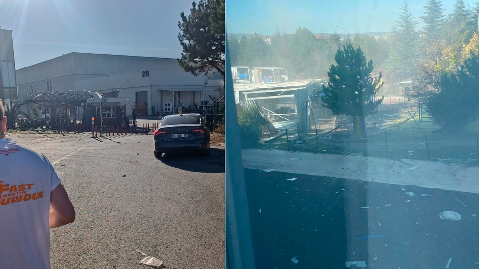 Imagens da sede da empresa turca Tusas após ataque — Foto: X / Reprodução