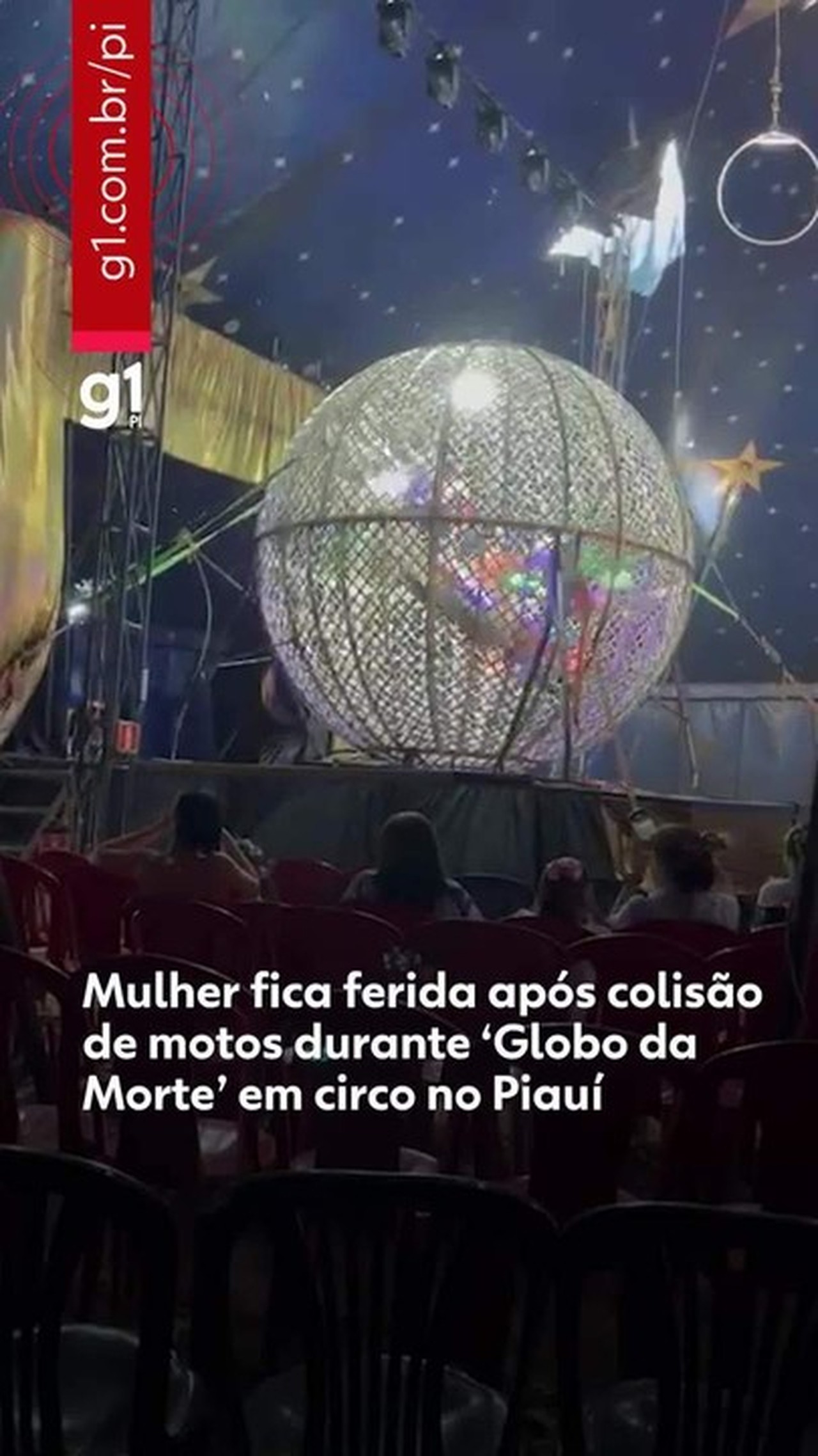 VÍDEO: Mulher fica ferida após colisão de motos durante espetáculo 'Globo da Morte' em circo no Piauí