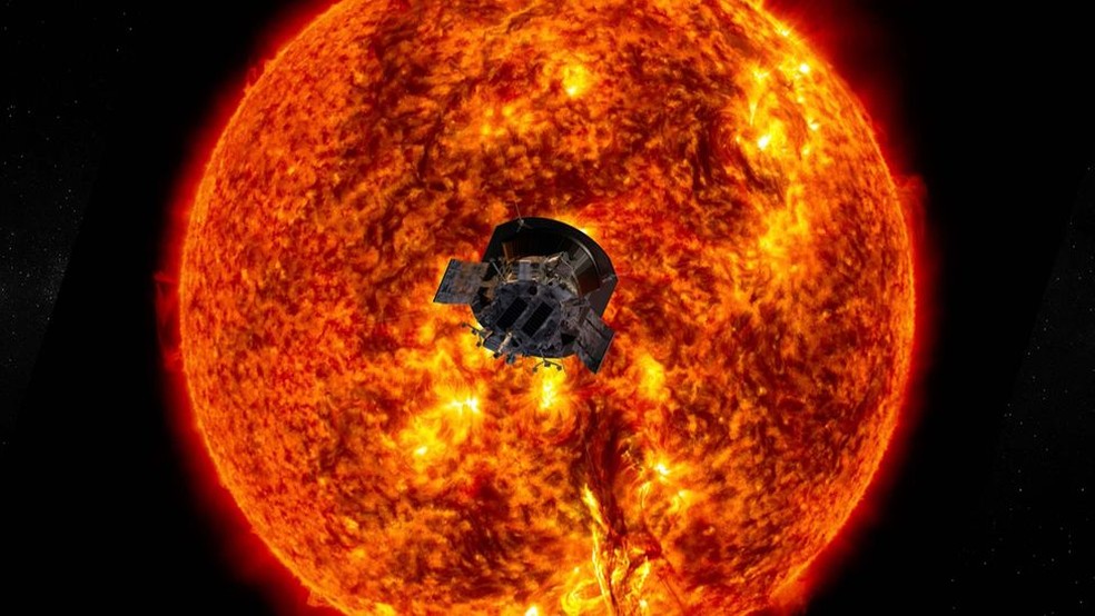 A missão Parker Solar Probe da Nasa viajou mais perto do Sol do que qualquer objeto feito pelo homem antes — Foto: NASA/JOHNS HOPKINS APL