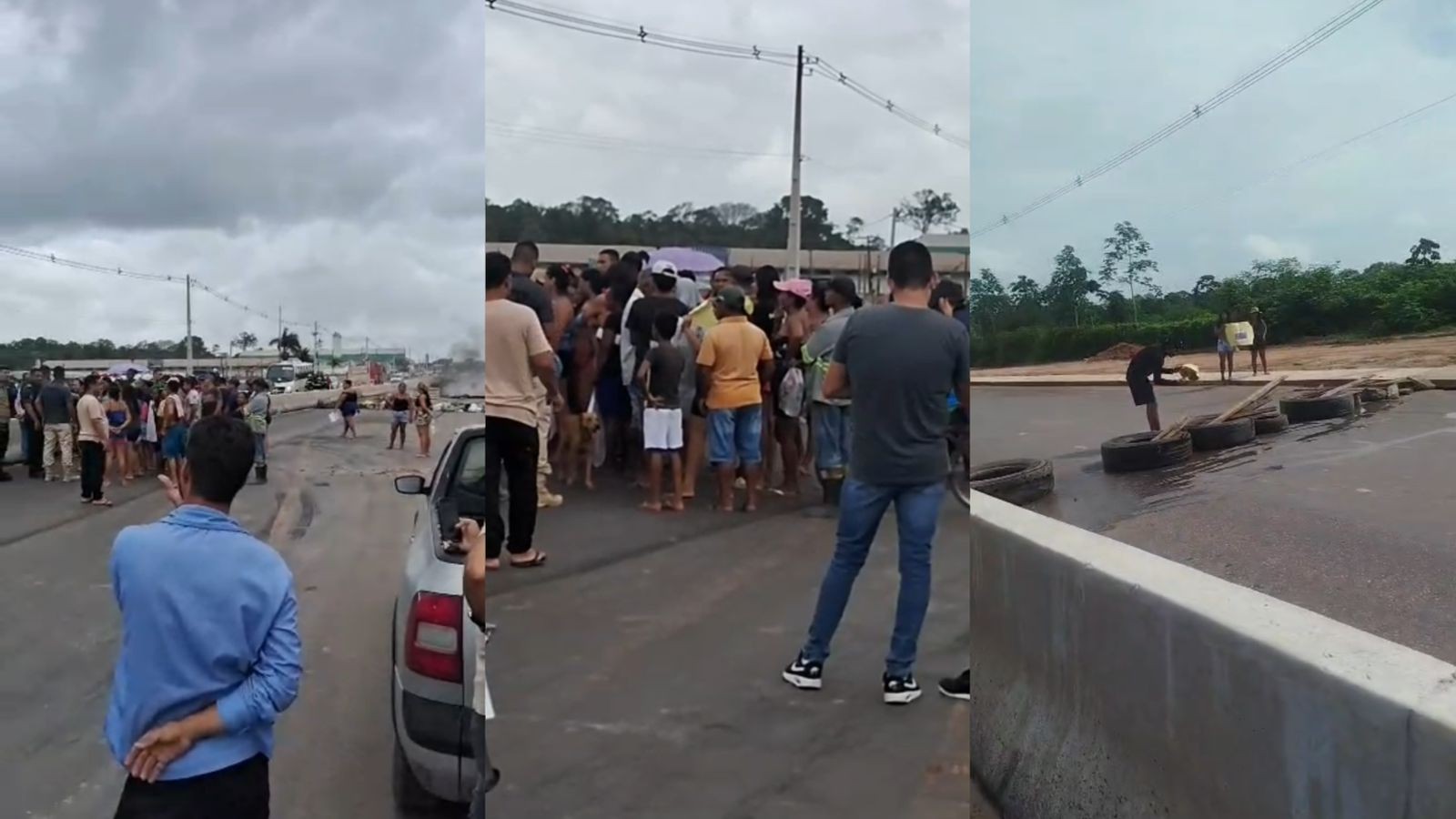 Moradores fecham Alça Viária para reclamar de alagamentos que teriam surgido com obra de avenida que corta floresta